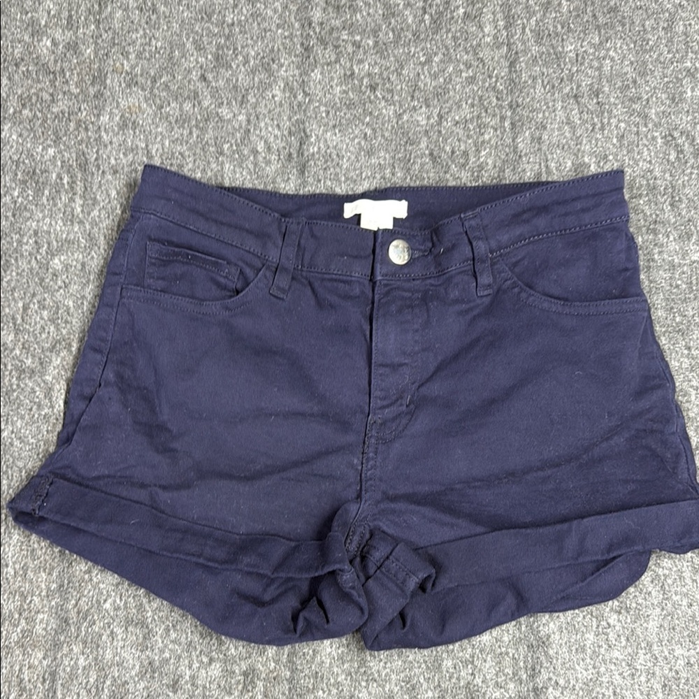 H&M Blue Jean Shorts Fitted Cuffed Hem